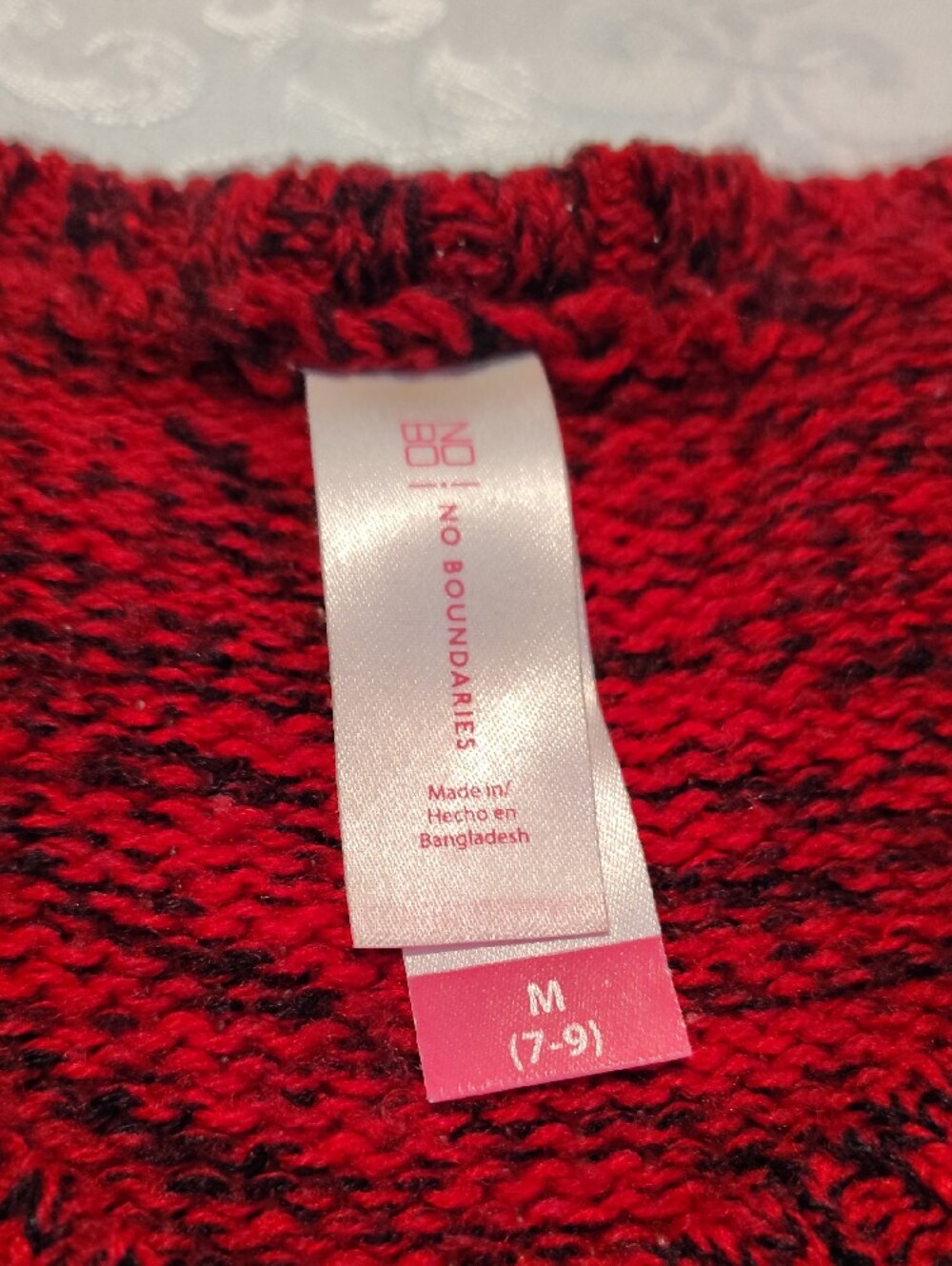 No Boundaries Red Marled Crew Neck Sweater - Picture 2 of 3